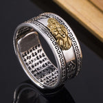 Anillo Ajustable de Feng Shui Pixiu con Mantra Budista para Atraer la Riqueza y Suerte