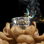 Anillo Ajustable de Feng Shui Pixiu con Mantra Budista para Atraer la Riqueza y Suerte